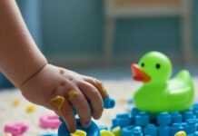 Motor Skills Development: My Hot Mess of a Parenting Life A neon-green rubber duck sits weirdly on the pile,