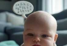 When Do Babies Start Talking? A Month-by-Month Guide for New Parents Baby babbling with mug, pacifier.