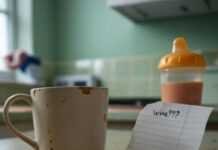 Balancing Parenthood and Personal Well-being Chaotic Kitchen: Coffee, Sippy, Sock Chaos