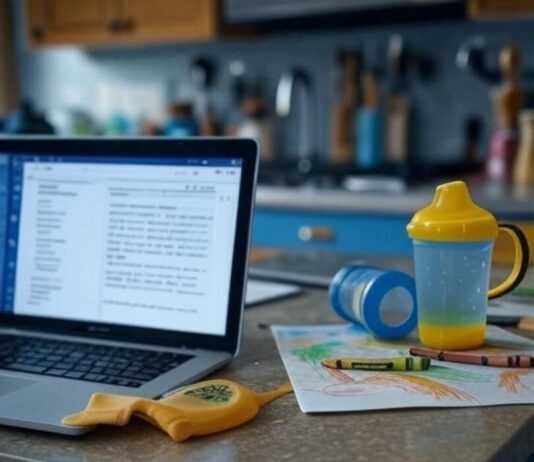 Balancing Work and Family: Tips for Working Parents My kitchen, my chaos: work and parenting in one hot mess.