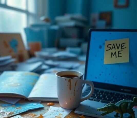 Navigating Remote Work While Parenting Chaotic Ohio Desk: Juice, Laptop, Dinosaur Chaos