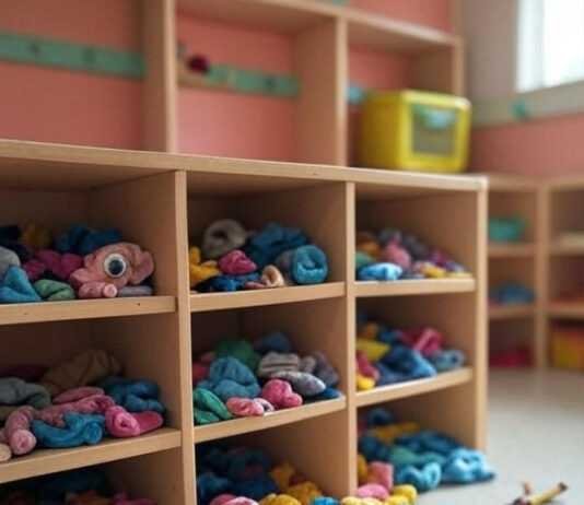 Finding Quality Childcare: What to Look For Messy Daycare Cubby with Crayon and Googly Eye