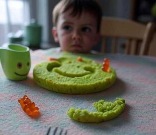 Dealing with a Picky Eater: Strategies That Work Blurry kitchen table, picky eater mess.