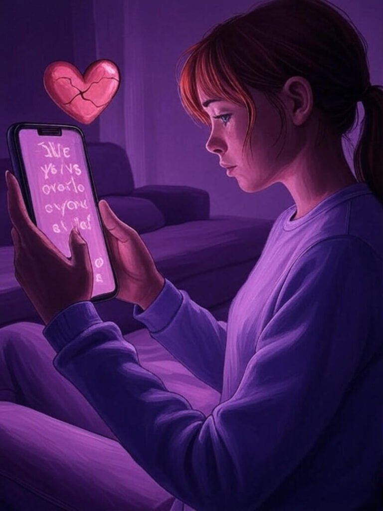 Impressionistic Phone Art: Sad Cracked Heart Scene