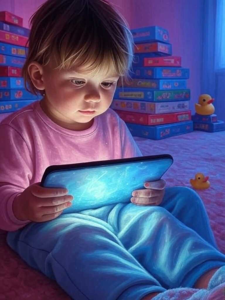 Kids Tablet Glow: Optimistic Board Game Chaos