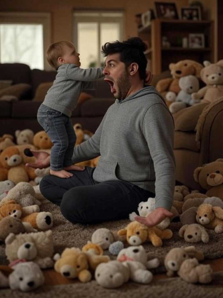 Yoga Chaos: Kid Climbs, Toys Everywhere