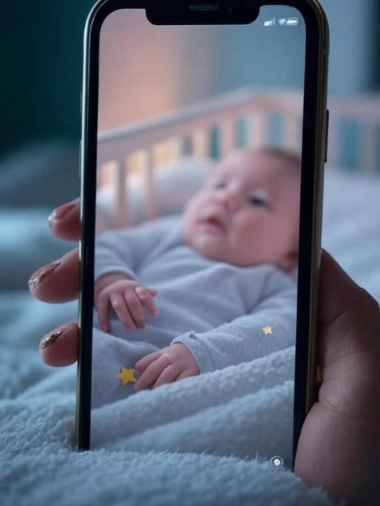 Exhausted Mom's Starlit Baby Monitor Snap