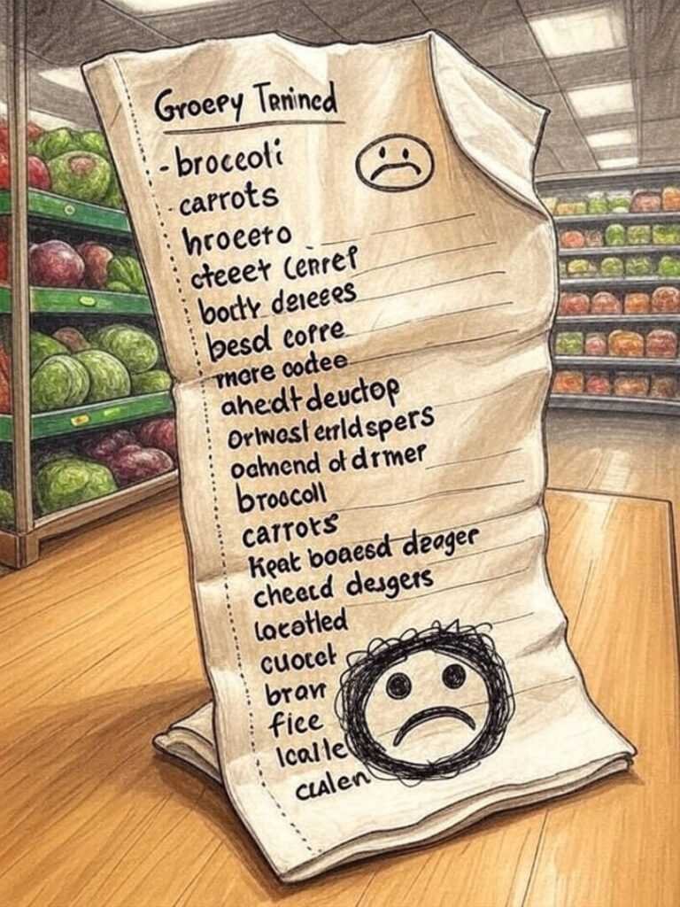 Picky Eater Grocery List: Frantic Napkin Sketch