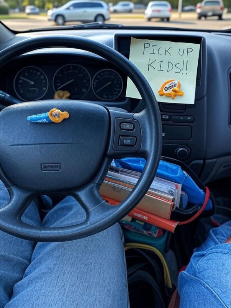 Rushed Minivan Dash with Kids Note and Cracker