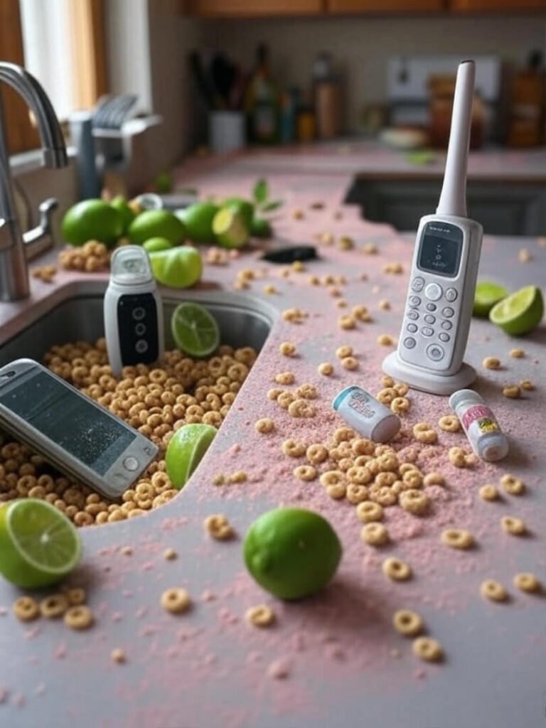 Chaotic Kitchen: Cheerios, Baby Monitor, Buzzing Phone