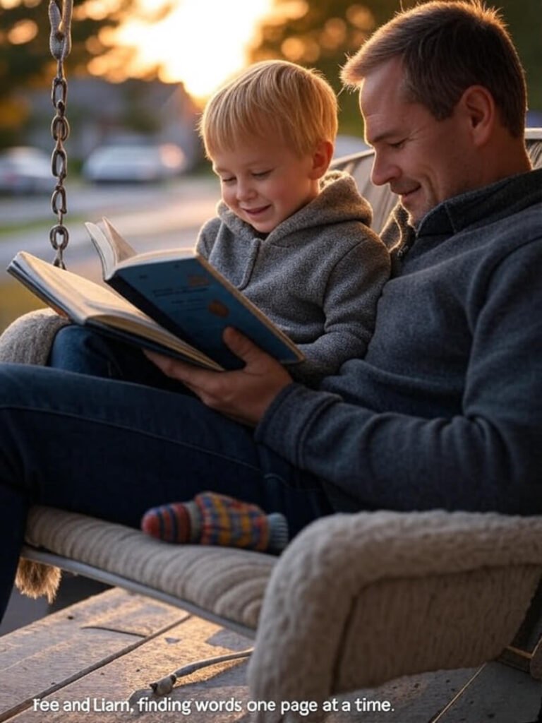 Me and Liam, finding words one page at a time.