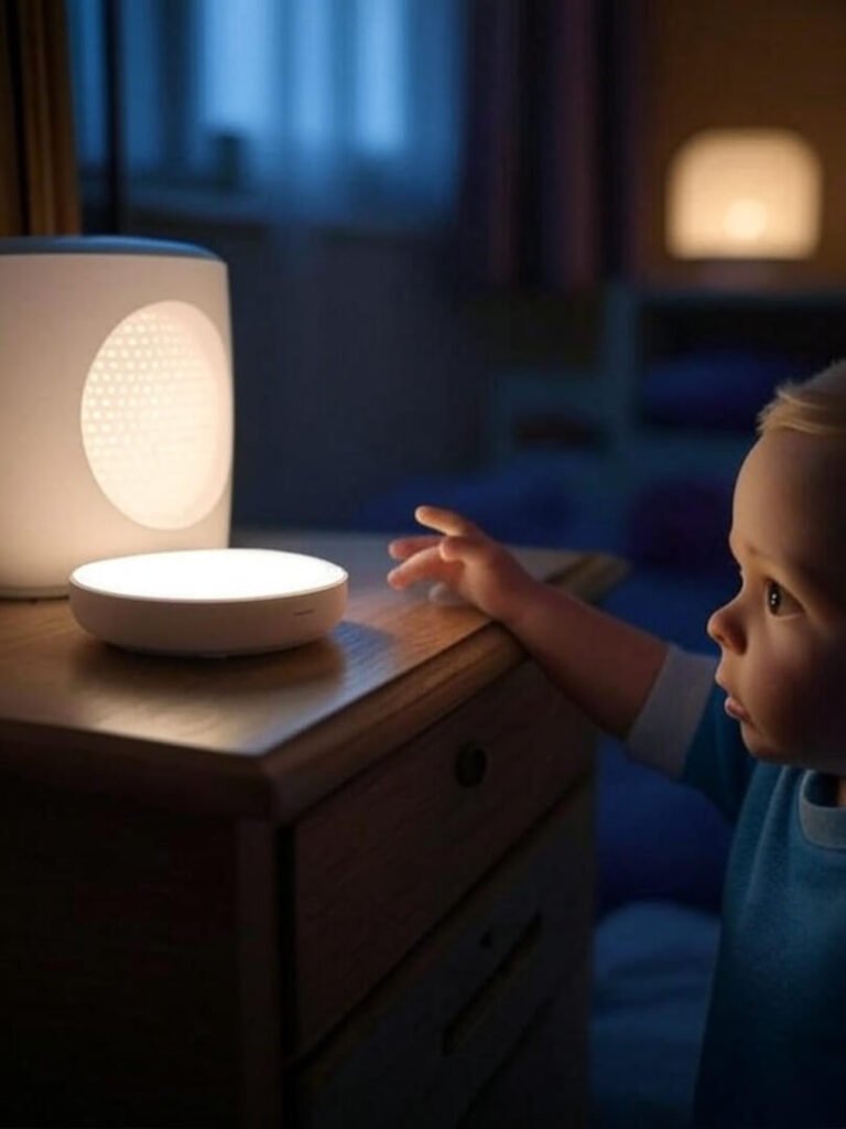Glowing white noise, toddler hope.