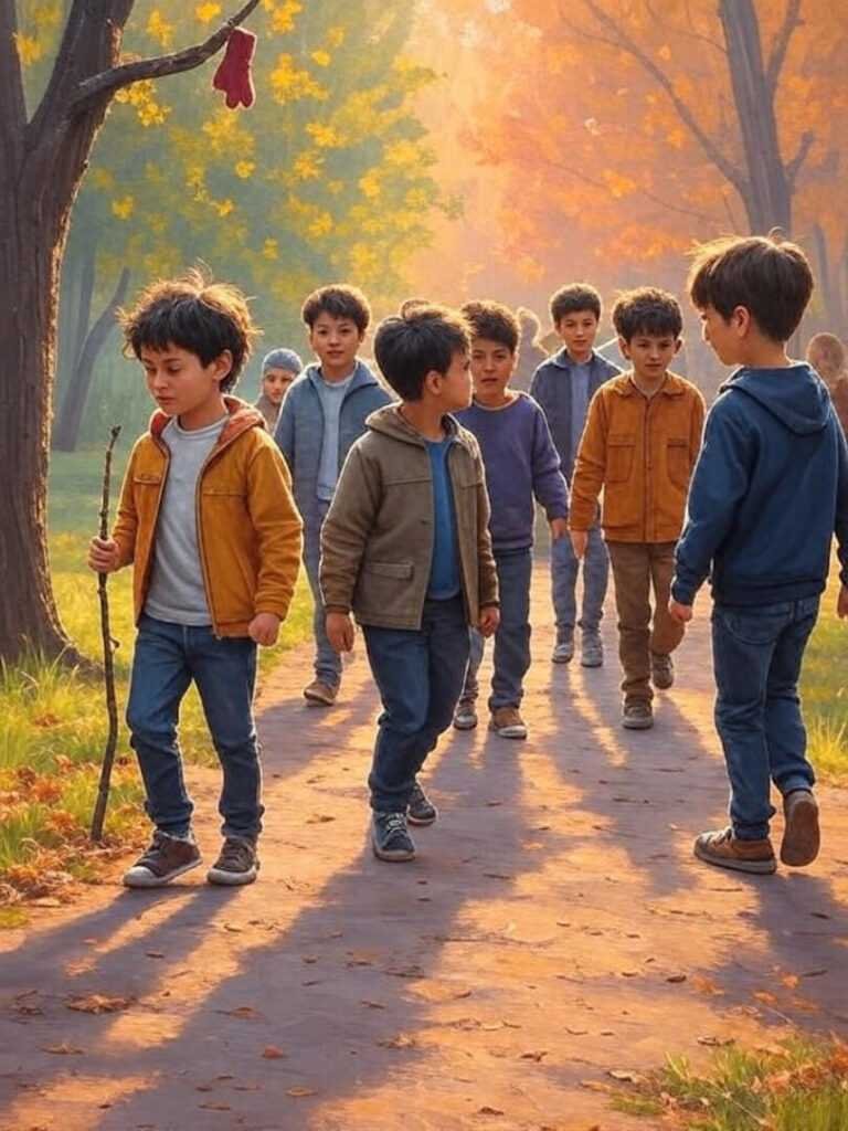 Kids Trek Park Path, Mitten Dangles, Navy Peach