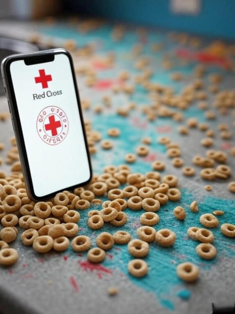 Chaotic Counter: Red Cross App Amid Mess