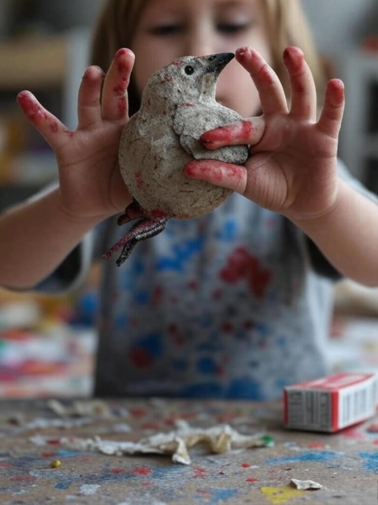 Kid’s bird is a mess, but we’re proud.