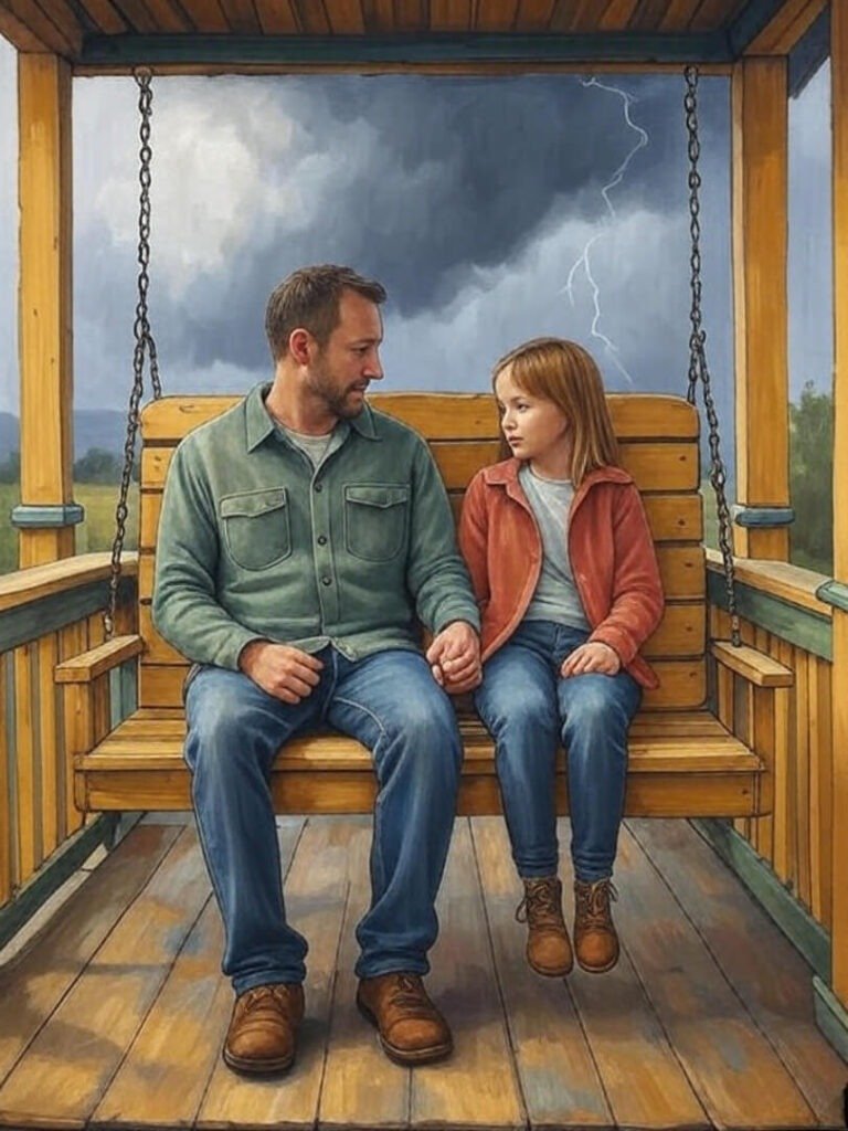 Parent-Kid Swing: Stormy Hopeful Scene