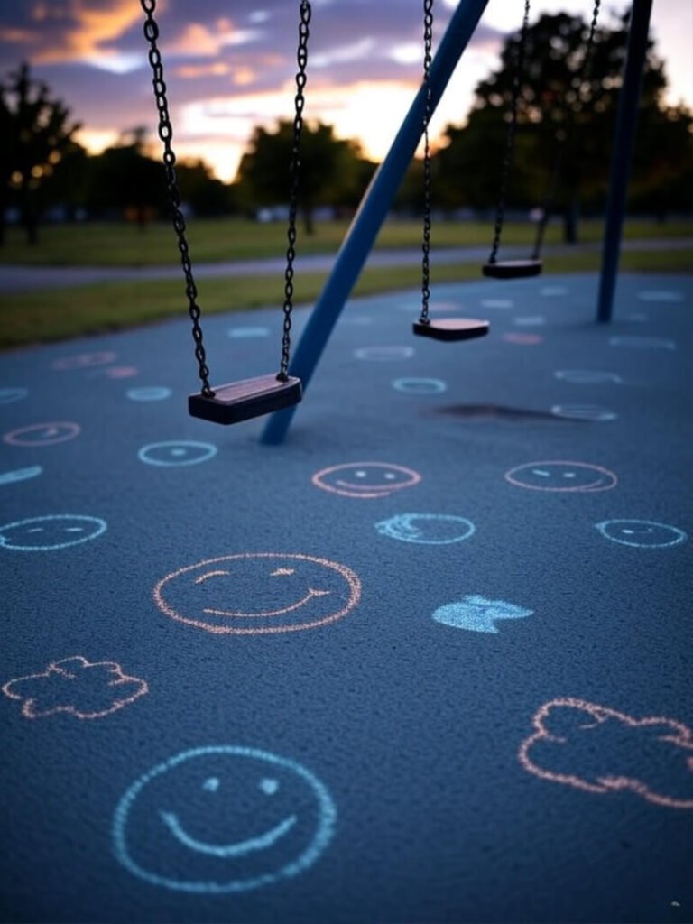 Dusk Swing: Chalk Smiles, Hopeful Playground Scene
