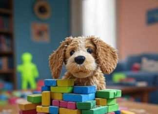 Chaotic Toy Mess: Blocks, Dog, Puzzle Fun
