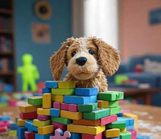 Must-Have Toys for Child Development Chaotic Toy Mess: Blocks, Dog, Puzzle Fun