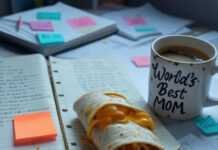Incorporating Learning into Daily Routines Messy Desk: Hopeful Chaos with Burrito and Notes