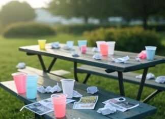 Chaotic Picnic Table with Googly Eye Fun