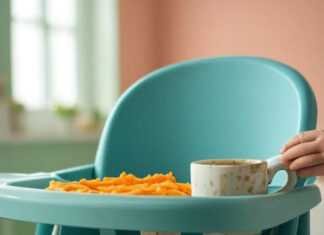 High Chairs Reviewed: Safety and Comfort Combined Teal High Chair Chaos with Carrots and Dinosaur
