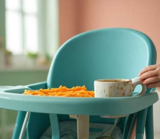 High Chairs Reviewed: Safety and Comfort Combined Teal High Chair Chaos with Carrots and Dinosaur