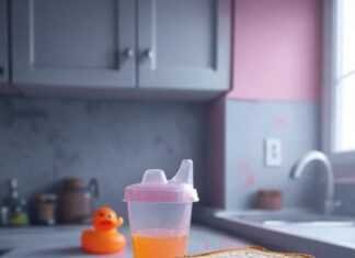 Parenting Hacks: Making Daily Routines Easier Messy Kitchen Chaos with Neon Duck Surprise