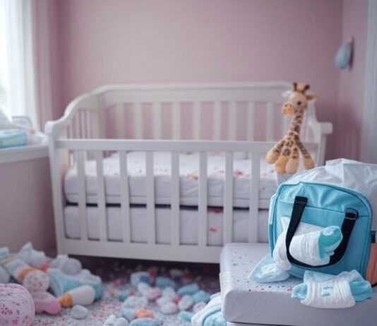 Top 10 Must-Have Baby Products for New Parents Messy Nursery Chaos with Giraffe and Spilled Coffee