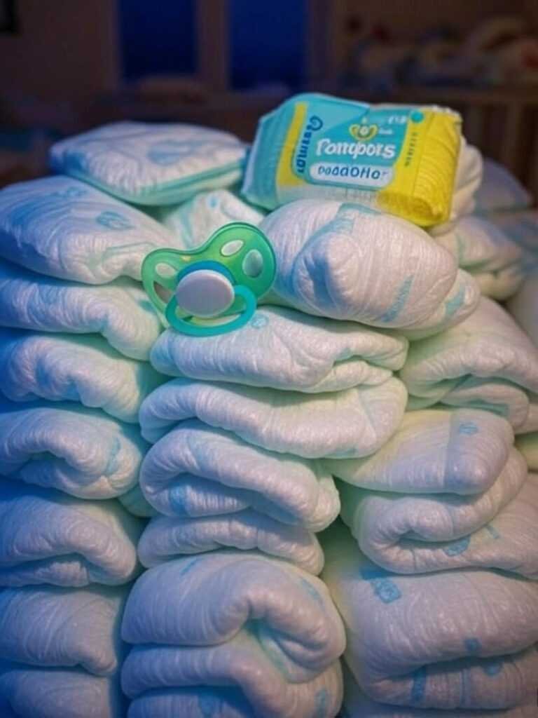 My diaper comparison stash, ready for battle (and a random pacifier).