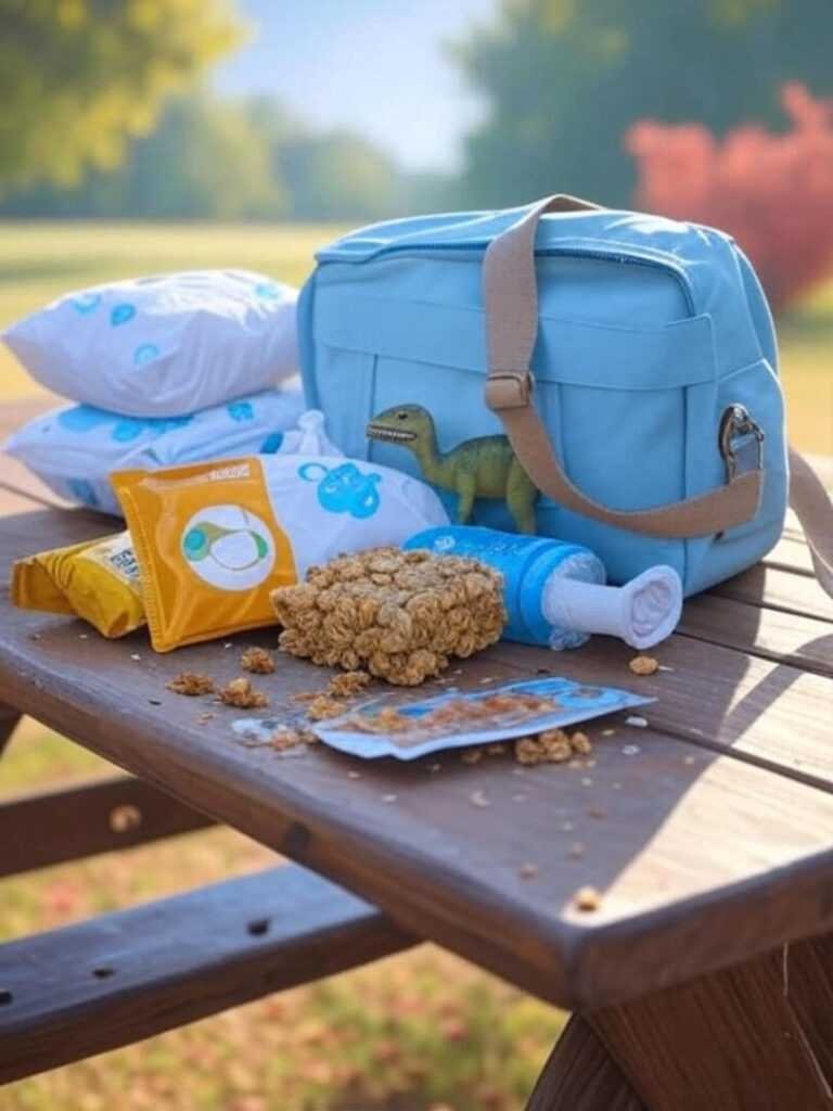 Dreamy Dino Diaper Bag Spillage