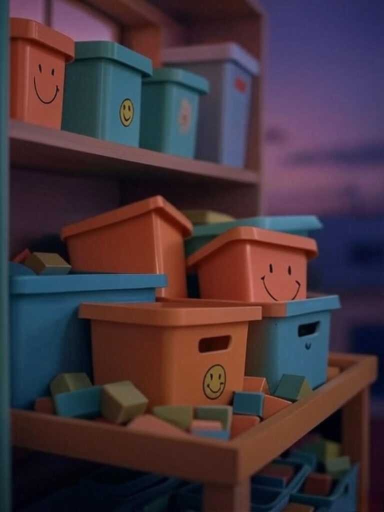 Jake’s shelf: organized-ish, but he’s five, so…