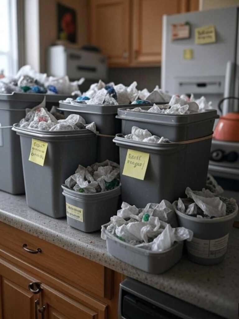 Cluttered Kitchen Hope with Rubber Band Jar