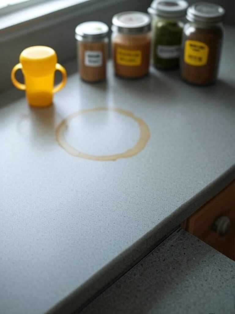 My counter: progress, but that sippy cup’s mocking me.